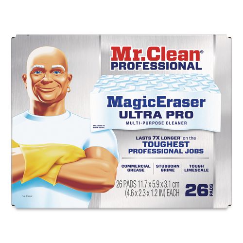 Image of Mr. Clean® PRO 80817272 Magic Eraser Ultra Pro Multi-Purpose Cleaner, 4.72 x 1.38, 2.56" Thick, White, 26/Carton