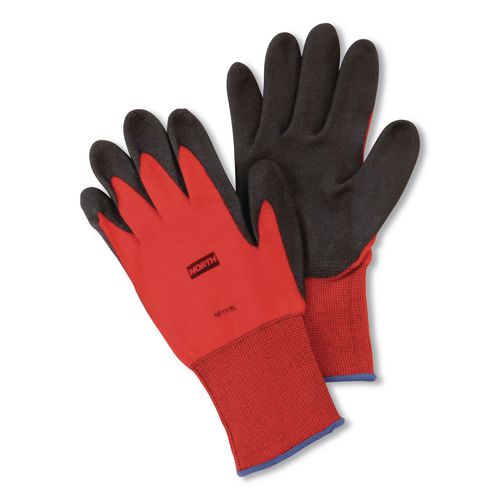 Image of North Safety® NF11/8M NorthFlex Red Foamed PVC Palm Coated Gloves, EN388: 4131, 10" Long, Medium (Size 8), Red/Black, 12 Pairs