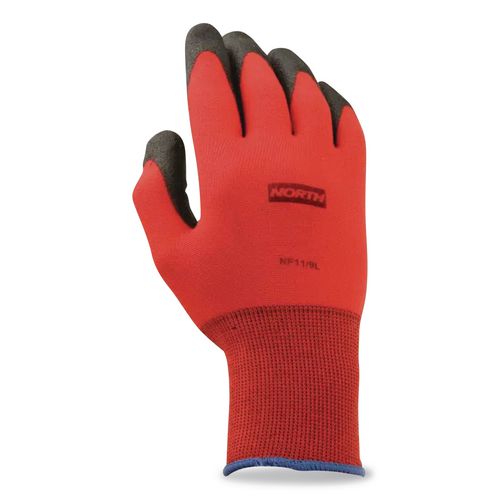 Image of North Safety® NF11/8M NorthFlex Red Foamed PVC Palm Coated Gloves, EN388: 4131, 10" Long, Medium (Size 8), Red/Black, 12 Pairs