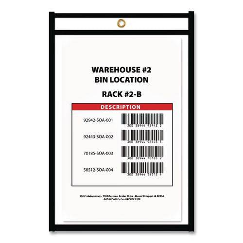 Image of C-Line® 46069 Stitched Shop Ticket Holders, Super Heavy-Duty, Top Load 6 x 9 Insert, Clear Front, Black Border, 25/Box