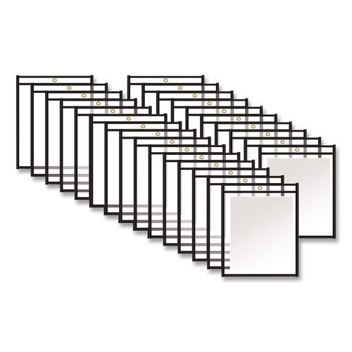 Image of C-Line® 46911 Stitched Shop Ticket Holders, Super Heavy-Duty, Top Load 8.5 x 11 Insert, Clear Front, Black Border, 25/Box