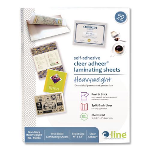 Image of C-Line® 65004 Cleer Adheer Self-Adhesive Laminating Film, 2 Mil, 9" X 12", Non-Glare Clear, 50/box
