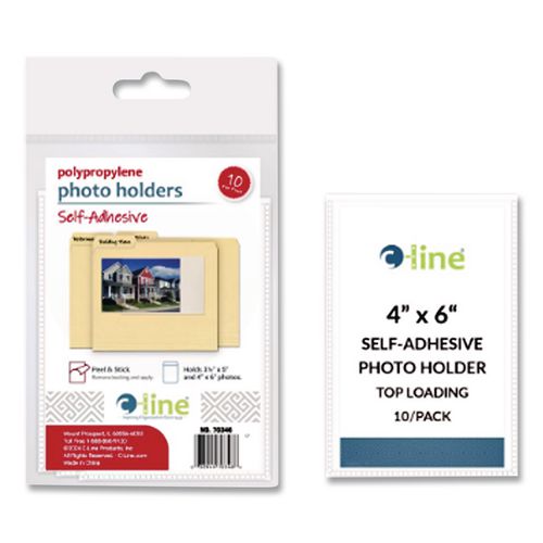 Image of C-Line® 70346 Peel and Stick Photo Holders, 4.38 x 6.5, Clear, 10/Pack