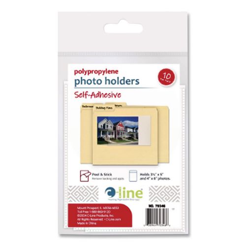 Image of C-Line® 70346 Peel and Stick Photo Holders, 4.38 x 6.5, Clear, 10/Pack