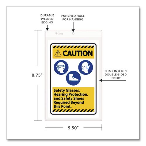 Image of C-Line® 80058 Clear Vinyl Shop Ticket Holders, Super Heavy-Duty, Top Load 5 x 8 Insert, Clear Front, 50/Box