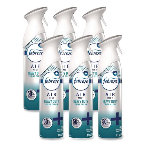 Image of Febreze® 80841940 AIR, Heavy Duty Crisp Clean, 8.1 oz Aerosol Spray, 6/Carton