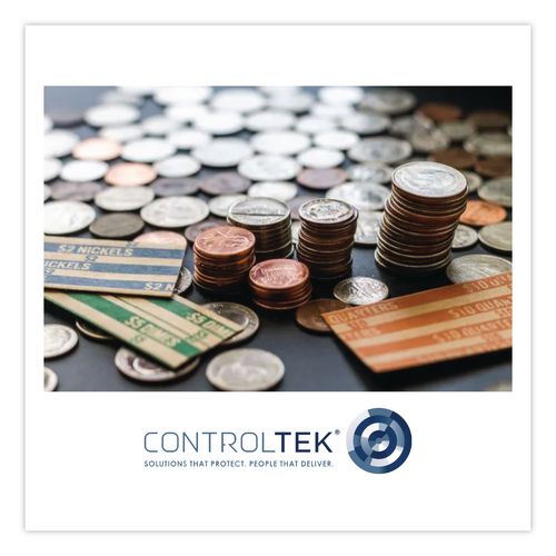 Image of CONTROLTEK® 560067 Metal Coin Tray, Accommodates $100 in Dimes, 3.5" x 10" x 1.75", Green