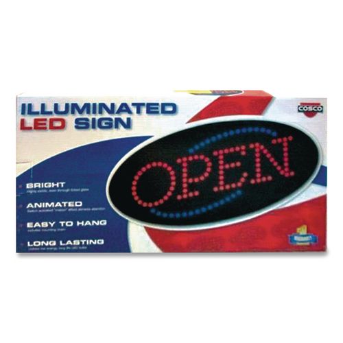 Image of COSCO 098099 LED OPEN Sign, 10.5 x 20.13, Red and Blue Graphics