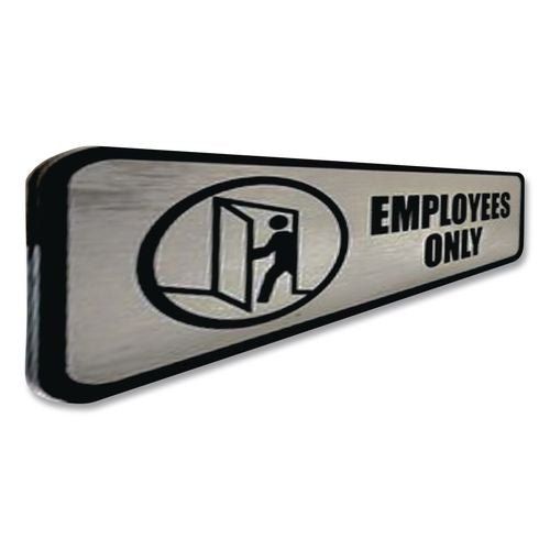 Image of COSCO Brushed Metal Office Sign, Employees Only, 9 X 3, Silver