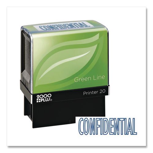 Image of COSCO 2000PLUS® 098374 Green Line Message Stamp, Confidential, 1.5 x 0.56, Blue