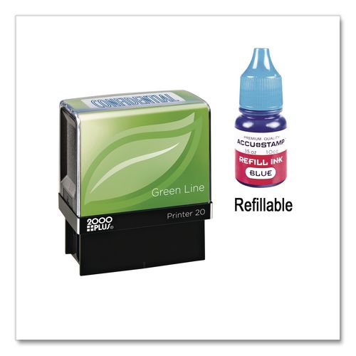 Image of COSCO 2000PLUS® 098374 Green Line Message Stamp, Confidential, 1.5 x 0.56, Blue