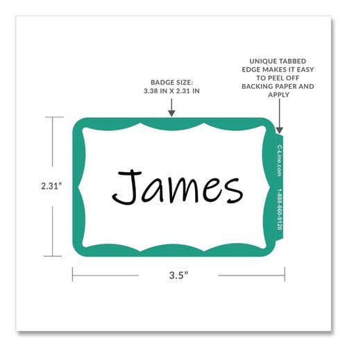 Image of C-Line® 92263 Self-Adhesive Name Badges, 3.5 X 2.25, Green, 100/box