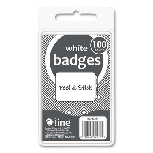 Image of C-Line® 92277 Self-Adhesive Name Badges, 3.5 X 2.25, White, 100/box