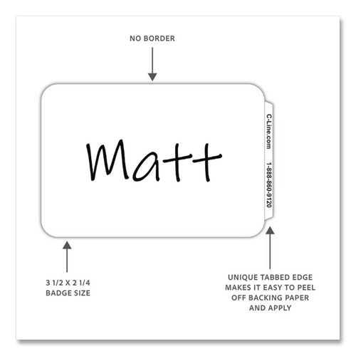 Image of C-Line® 92277 Self-Adhesive Name Badges, 3.5 X 2.25, White, 100/box