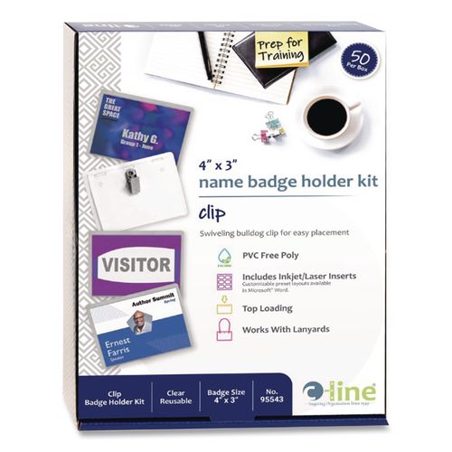 Image of C-Line® 95543 Name Badge Kits, Top Load, 4 X 3, Clear, 50/box
