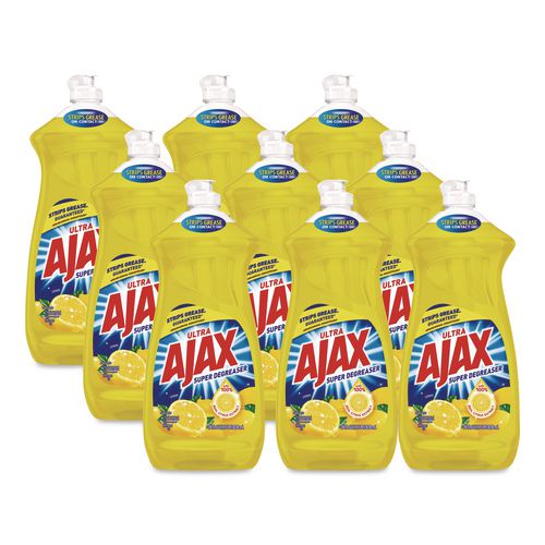 Image of Ajax® 144673 Dish Detergent, Lemon Scent, 28 Oz Bottle, 9/carton