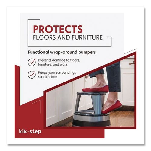 Image of Cramer® 100101 Kik-Step Steel Step Stool, 2-Step, 350 lb Capacity, 16" Diameter x 14.25"h, Silvertone