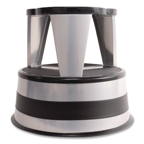 Image of Cramer® 100101 Kik-Step Steel Step Stool, 2-Step, 350 lb Capacity, 16" Diameter x 14.25"h, Silvertone