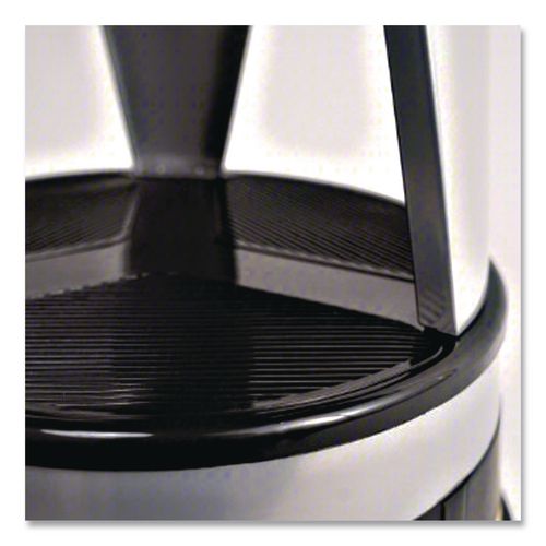 Image of Cramer® 100101 Kik-Step Steel Step Stool, 2-Step, 350 lb Capacity, 16" Diameter x 14.25"h, Silvertone