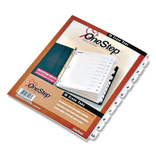 Image of Cardinal® 61013CB OneStep Printable Table of Contents and Dividers, 10-Tab, 1 to 10, 11 x 8.5, White, White Tabs, 1 Set