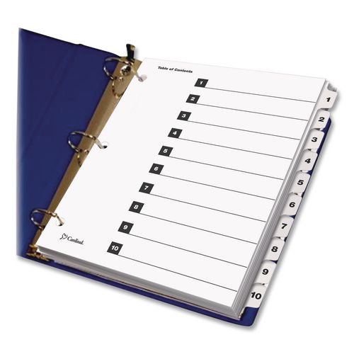 Image of Cardinal® 61013CB OneStep Printable Table of Contents and Dividers, 10-Tab, 1 to 10, 11 x 8.5, White, White Tabs, 1 Set