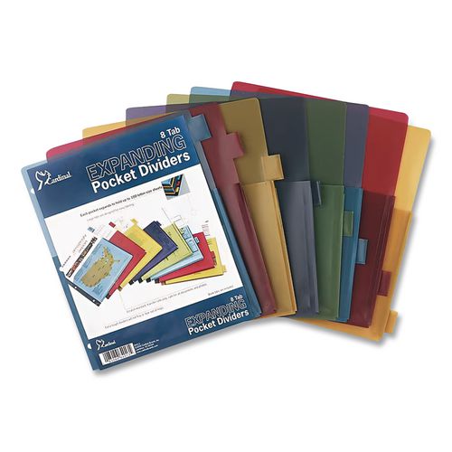 Image of Cardinal® 84013 Expanding Pocket Index Dividers, 8-Tab, 11 x 8.5, Assorted, 1 Set