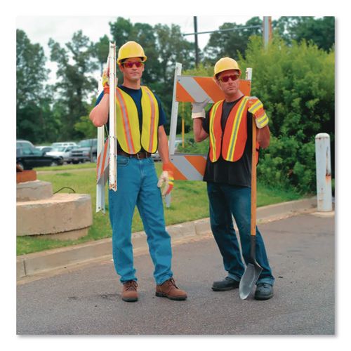 Image of MCR Safety V201R Orange Safety Vest, 2" Reflective Strips, Polyester, Side Straps, One Size Fits All, Bright Orange