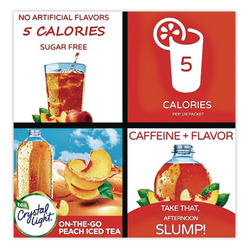 Image of Crystal Light® GEN00797 Flavored Drink Mix, Peach Tea, 30 .09oz Packets/box