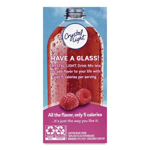 Image of Crystal Light® GEN00798 Flavored Drink Mix, Raspberry Ice, 30 .08oz Packets/box