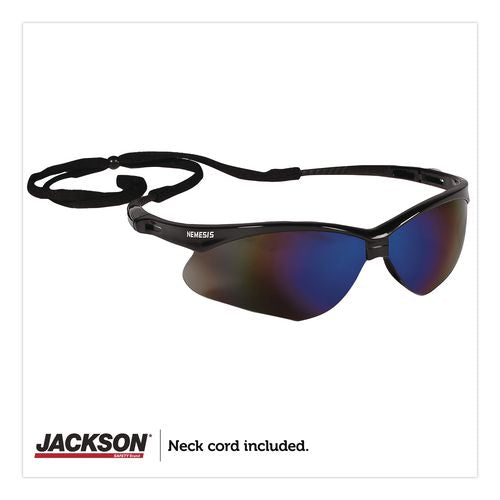 Image of KleenGuard 14481 Nemesis Safety Glasses, Black Half Frame, Mirrored Blue Dual Lens