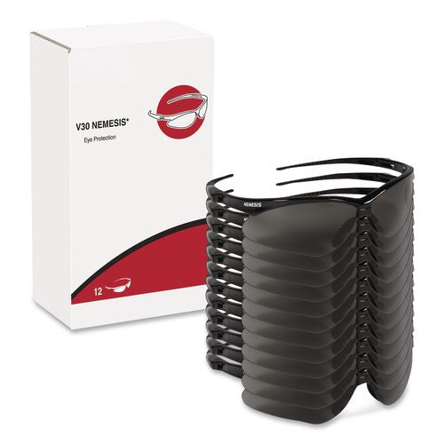 Image of KleenGuard KCC 22475 Nemesis Safety Glasses, Black Half Frame, Smoke Dual Lens