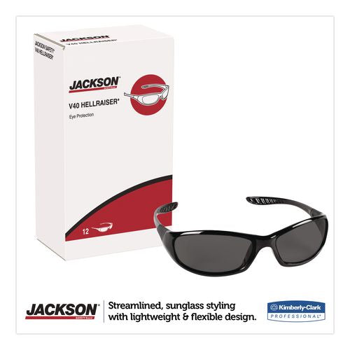 Image of KleenGuard 25714 Hellraiser Safety Glasses, Black Full Frame, Smoke Dual Lens