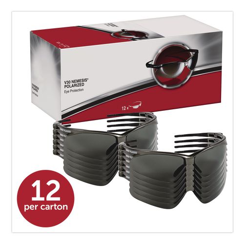 Image of KleenGuard KCC28635 Nemesis Safety Glasses, Gunmetal Half Frame, Smoke Dual Lens, 12/Box