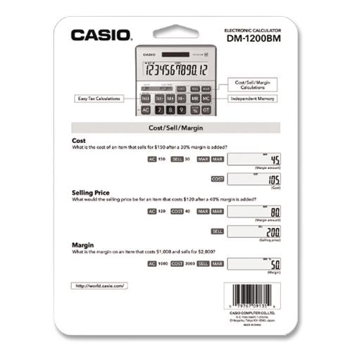 Image of Casio® DM-1200BM Dm1200bm Desktop Calculator, 12-Digit Lcd, Silver