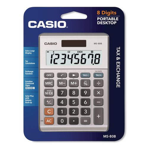Image of Casio® MS-80B Ms-80b Tax And Currency Calculator, 8-Digit Lcd