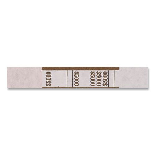 Image of Pap-R Products 405000 Currency Straps, Self-Adhesive, Fifties, $5,000 Strap, Brown/White, 1,000/Pack