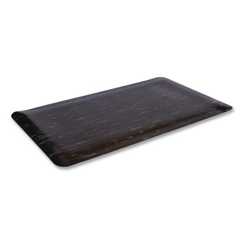 Image of Crown CU 3660BK Cushion-Step Marbleized Rubber Mat, Rectangular, Black Smooth Surface, 36" x 60"