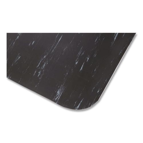 Image of Crown CU 3672BK Cushion-Step Marbleized Rubber Mat, Rectangular, Black Smooth Surface, 36" x 72"