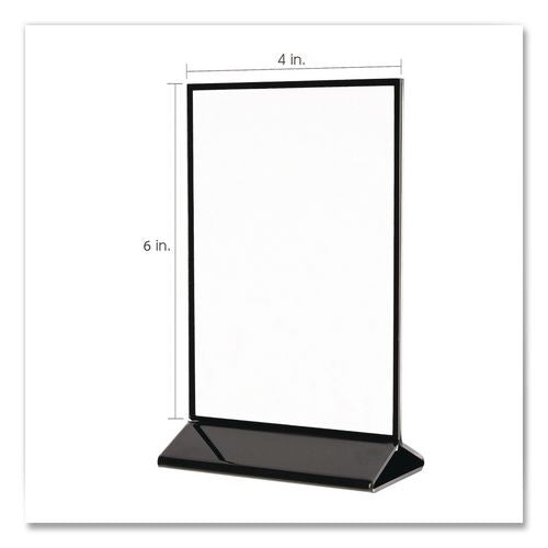 Image of deflecto® 4428 Tabletop Sign and Menu Holder, 4 x 6 Insert, Clear with Black Frame