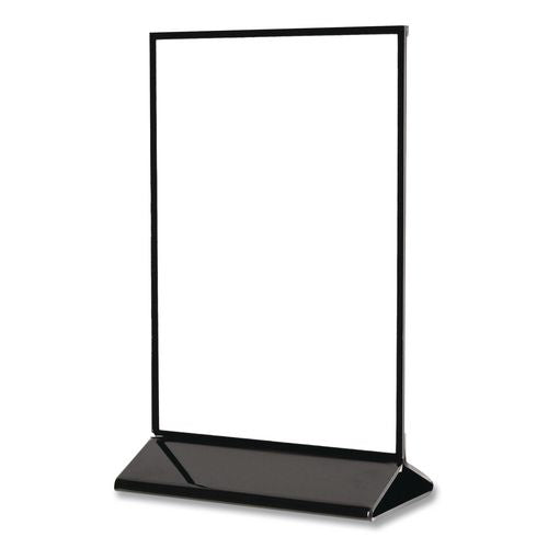 Image of deflecto® 4429 Tabletop Sign and Menu Holder, 5 x 7 Insert, Clear with Black Frame