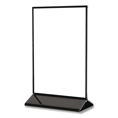 Image of deflecto® 4430 Tabletop Sign and Menu Holder, 8.5 x 11 Insert, Clear with Black Frame