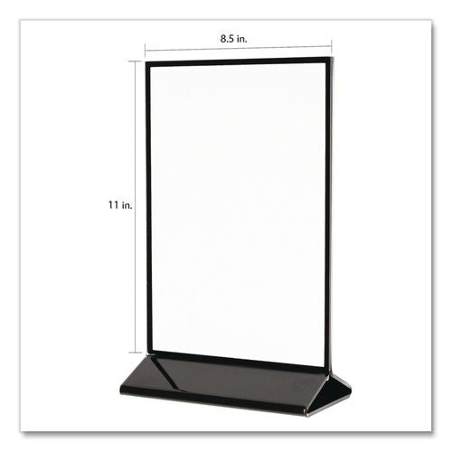 Image of deflecto® 4430 Tabletop Sign and Menu Holder, 8.5 x 11 Insert, Clear with Black Frame