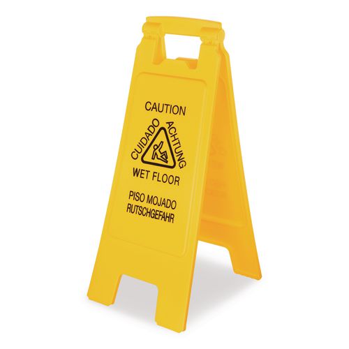 Image of Boardwalk® 3690904 Site Safety Wet Floor Caution Sign, 2-Sided, 10 x 2 x 26, Yellow