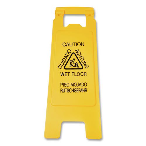 Image of Boardwalk® 3690904 Site Safety Wet Floor Caution Sign, 2-Sided, 10 x 2 x 26, Yellow