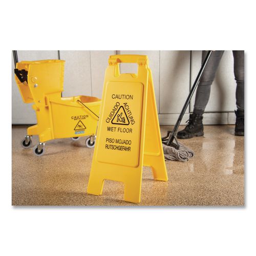 Image of Boardwalk® 3690904 Site Safety Wet Floor Caution Sign, 2-Sided, 10 x 2 x 26, Yellow