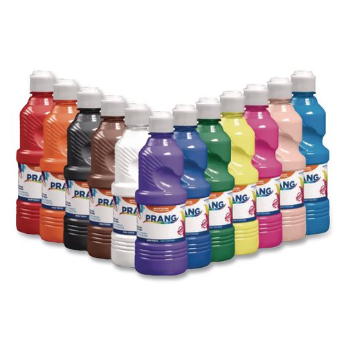 Image of Prang® X21696 Ready-To-Use Tempera Paint, 12 Assorted Colors, 16 Oz Bottle, 12/pack