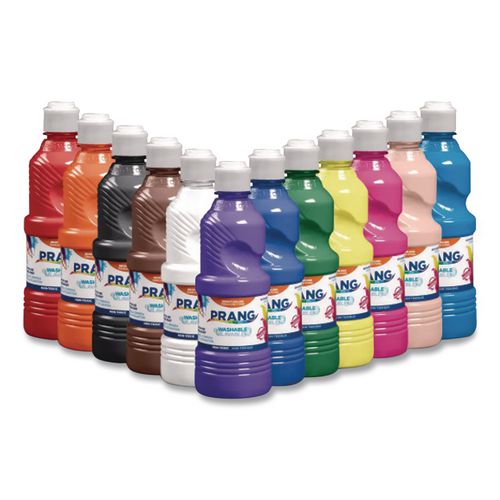 Image of Prang® X10796 Washable Paint, 12 Assorted Colors, 16 Oz Dispenser-Cap Bottle, 12/pack