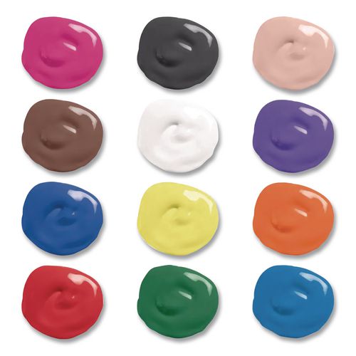 Image of Prang® X10796 Washable Paint, 12 Assorted Colors, 16 Oz Dispenser-Cap Bottle, 12/pack
