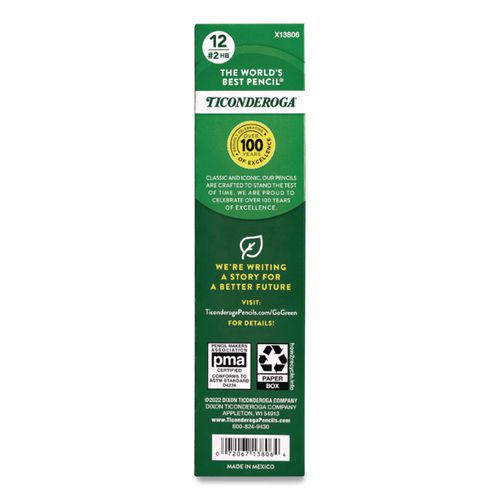 Image of Ticonderoga® X13806 Pre-Sharpened Pencil, Hb (#2), Black Lead, Yellow Barrel, Dozen