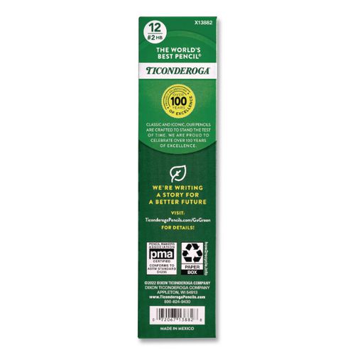 Image of Ticonderoga® X13882 Pencils, Hb (#2), Black Lead, Yellow Barrel, Dozen